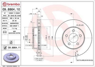 Тормозной диск BREMBO 09.8864.11