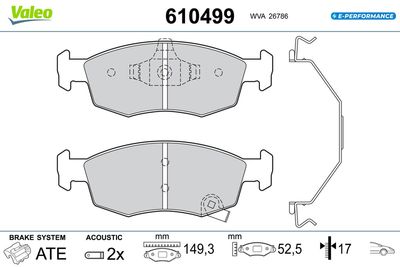 Bremžu uzliku kompl., Disku bremzes VALEO 610499