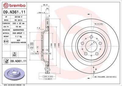 Тормозной диск BREMBO 09.N361.11