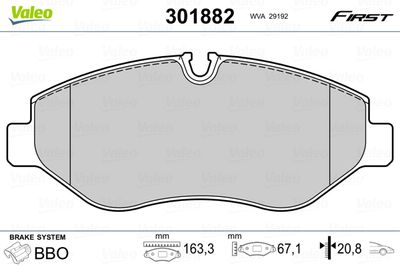 Bremžu uzliku kompl., Disku bremzes VALEO 301882