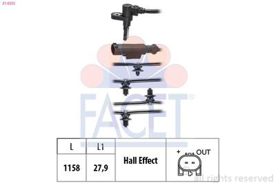 Датчик, частота вращения колеса FACET 21.0255