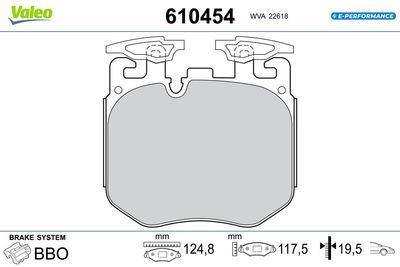 Bremžu uzliku kompl., Disku bremzes VALEO 610454