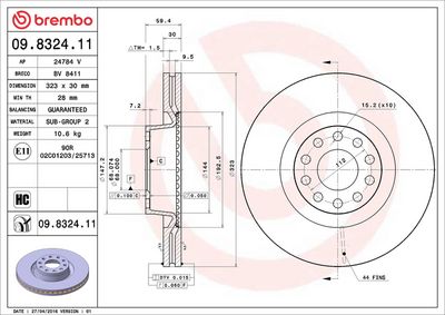 Тормозной диск BREMBO 09.8324.11