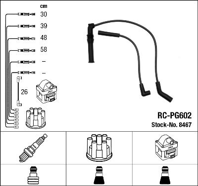 Augstsprieguma vadu komplekts NGK 8467