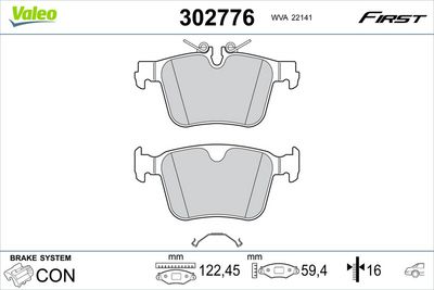 Bremžu uzliku kompl., Disku bremzes VALEO 302776
