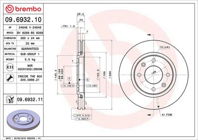 Тормозной диск BREMBO 09.6932.11