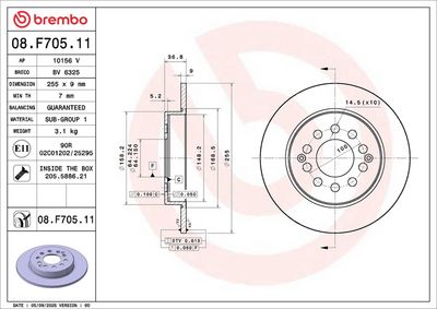 Bremžu diski BREMBO 08.F705.11