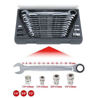 Uzgriežņu atslēgu komplekts ar sprūdmehānismu KS TOOLS 503.4266