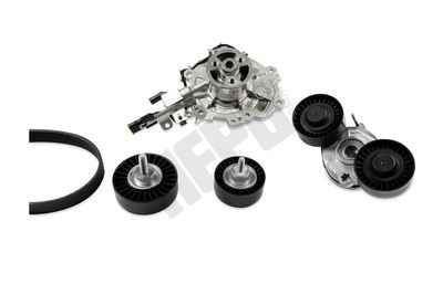 Водяной насос + комплект ручейковых ремней HEPU PK26810