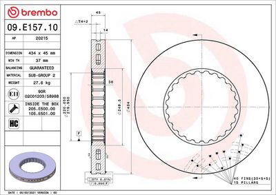 Тормозной диск BREMBO 09.E157.10