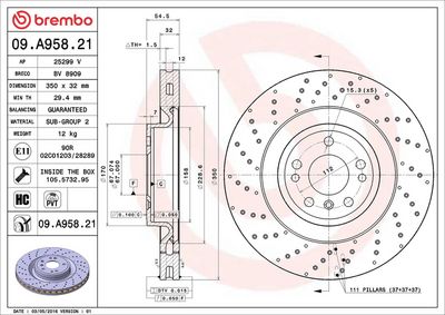 Тормозной диск BREMBO 09.A958.21