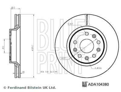 Тормозной диск BLUE PRINT ADA104380