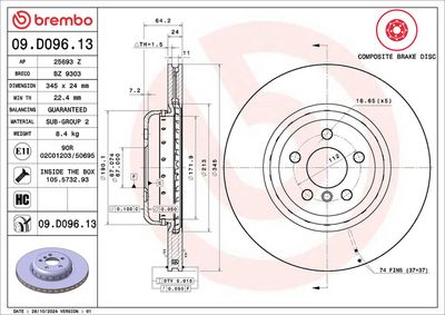 Тормозной диск BREMBO 09.D096.13