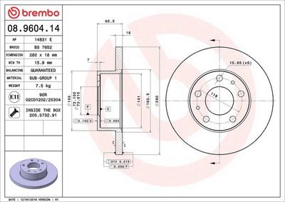Тормозной диск BREMBO 08.9604.14