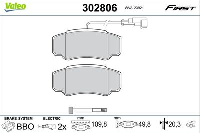 Bremžu uzliku kompl., Disku bremzes VALEO 302806