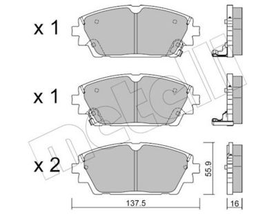 Bremžu uzliku kompl., Disku bremzes METELLI 22-1237-0