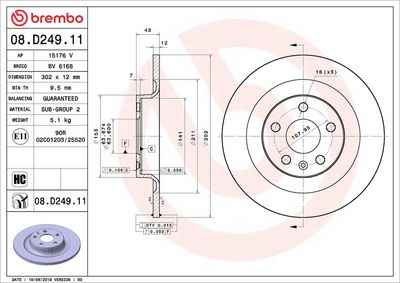 Тормозной диск BREMBO 08.D249.11