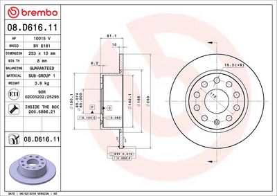 Тормозной диск BREMBO 08.D616.11