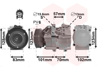 Компрессор, кондиционер VAN WEZEL 8200K209