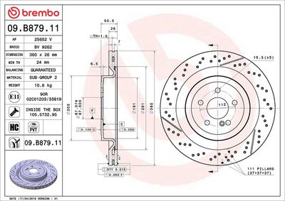 Тормозной диск BREMBO 09.B879.11