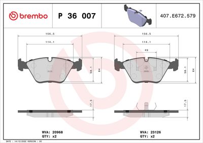 Bremžu uzliku kompl., Disku bremzes BREMBO P 36 007