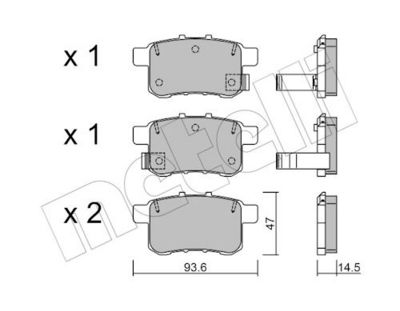 Bremžu uzliku kompl., Disku bremzes METELLI 22-0868-0