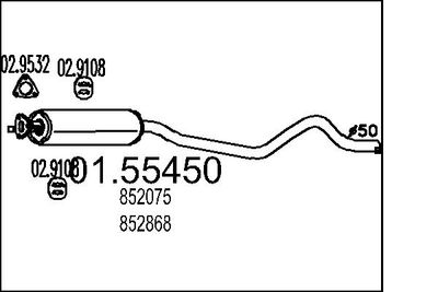 Средний глушитель выхлопных газов MTS 01.55450