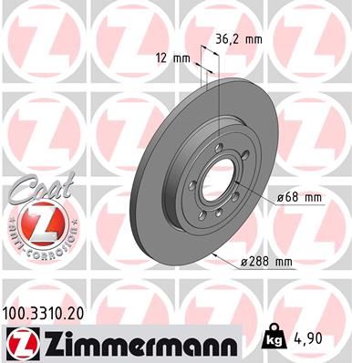 Bremžu diski ZIMMERMANN 100.3310.20