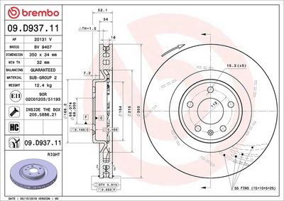 Тормозной диск BREMBO 09.D937.11