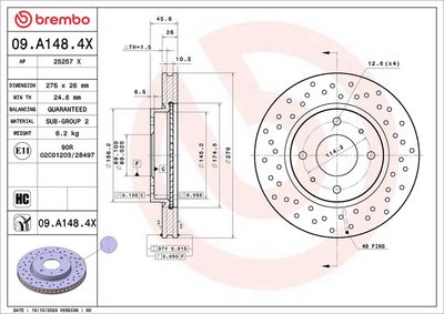 Bremžu diski BREMBO 09.A148.4X