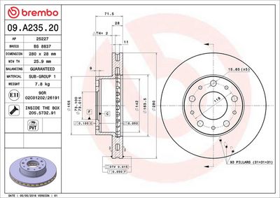 Тормозной диск BREMBO 09.A235.20
