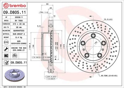Bremžu diski BREMBO 09.D805.11