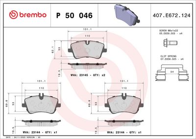 Bremžu uzliku kompl., Disku bremzes BREMBO P 50 046