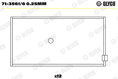 Шатунный подшипник GLYCO 71-3561/6 0.25mm