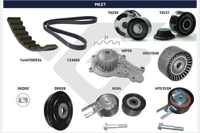 Ķīļrievu siksnu komplekts HUTCHINSON MK27