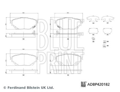 Bremžu uzliku kompl., Disku bremzes BLUE PRINT ADBP420182
