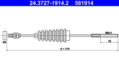 Тросик, cтояночный тормоз ATE 24.3727-1914.2