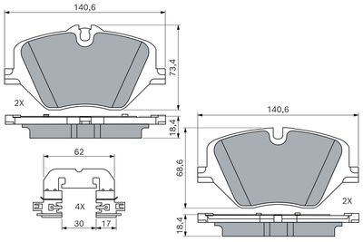Комплект тормозных колодок, дисковый тормоз BOSCH 0 986 460 279