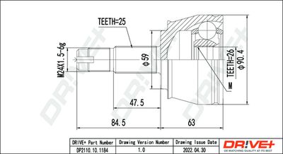 Шарнирный комплект, приводной вал Dr!ve+ DP2110.10.1184