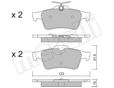 Комплект тормозных колодок, дисковый тормоз METELLI 22-0337-3