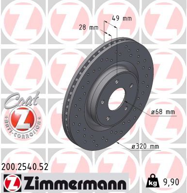 Bremžu diski ZIMMERMANN 200.2540.52