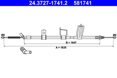 Тросик, cтояночный тормоз ATE 24.3727-1741.2