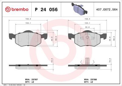 Bremžu uzliku kompl., Disku bremzes BREMBO P 24 056