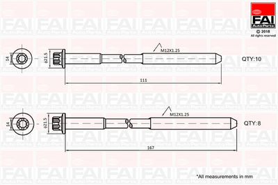 Комплект болтов головки цилидра FAI AutoParts B2124