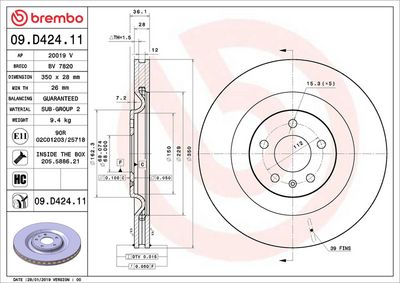 Тормозной диск BREMBO 09.D424.11