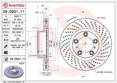 Тормозной диск BREMBO 09.D931.11