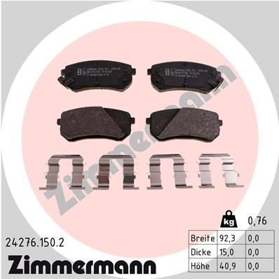 Bremžu uzliku kompl., Disku bremzes ZIMMERMANN 24276.150.2