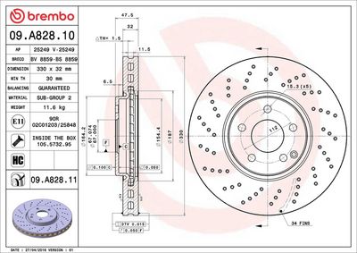 Bremžu diski BREMBO 09.A828.11