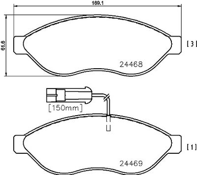 Bremžu uzliku kompl., Disku bremzes BREMBO P 61 092