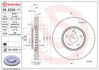 Bremžu diski BREMBO 09.E230.11